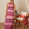 MONSOON Printed Crinkle Maxi Dress With Recycled Polyester Pink 1 MONSOON Printed Crinkle Maxi Dress With Recycled Polyester Pink -Amour Fashion 21 34071910 1