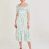 MONSOON Stripe Jacquard Belted Tiered Dress With LENZING™ ECOVERO™ Green -Amour Fashion 21 34083307 2