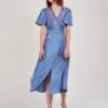 MONSOON Elizabeth Embroidered Jacquard Dress Blue -Amour Fashion 21 34106302 1