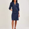 MONSOON Denim V-Neck Belted Midi Dress Blue -Amour Fashion 21 34106539 1