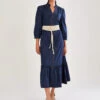 MONSOON Denim Pintuck Tiered Midi Dress Blue -Amour Fashion 21 34106739 1