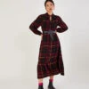 MONSOON Check Print Dress In LENZING™ ECOVERO™ Red -Amour Fashion 21 34118024 1