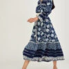 MONSOON Floral Print Jersey Dress In Sustainable Cotton Blue -Amour Fashion 21 34154361 1