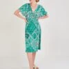 MONSOON Scarf Print Wrap Jersey Dress Green -Amour Fashion 21 34158307 1