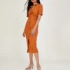MONSOON Button Through Jersey Shirt Dress Orange -Amour Fashion 21 34163066 1