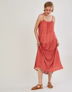 MONSOON Stripe Maxi Jersey Dress Orange