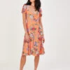 MONSOON Lace Insert Floral Jersey Dress Orange -Amour Fashion 21 34169086 1