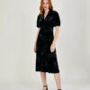 MONSOON Fleur Feather Print Velvet Midi Dress Black -Amour Fashion 21 34170001 1