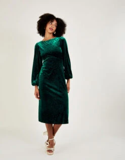 Amour Fashion 34 MONSOON Lizzy Star Devore Midi Dress Teal