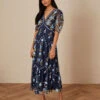 MONSOON Ginny Embroidered Midi Dress In Recycled Polyester Blue -Amour Fashion 21 34315961 1