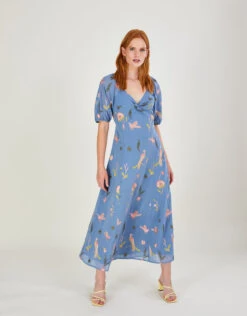 MONSOON Dani Embroidered Midi Dress Blue -Amour Fashion 21 34341702 1