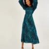 MONSOON Leonella Animal Print Midi Dress In Sustainable Viscose Teal -Amour Fashion 21 34343679 1