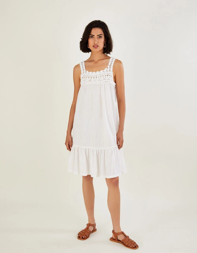 MONSOON Crochet Trim Dress In Sustainable Cotton Ivory 3 MONSOON Crochet Trim Dress In Sustainable Cotton Ivory