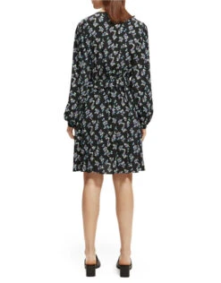 Scotch And Soda Elasticated Waist Floral Mini Dress Black -Amour Fashion 21 41493101 2