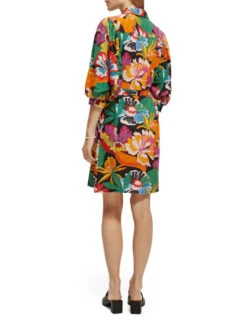 Scotch And Soda Print Puff Sleeve Dress Multi -Amour Fashion 21 41494308 2