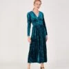 MONSOON Victoria Crushed Velvet Midi Dress Teal -Amour Fashion 21 44120879 1