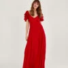 MONSOON Gracie Maxi Dress In Sustainable Viscose Red -Amour Fashion 21 44123309 1