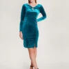 MONSOON Cece Velvet Shift Dress With Recycled Polyester Teal -Amour Fashion 21 45078479 1
