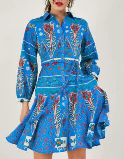 MONSOON Mixed Print Shirt Dress Blue -Amour Fashion 21 54015602 1