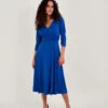 MONSOON Ring Detail Ruched Jersey Midi Dress Blue -Amour Fashion 21 54067202 1