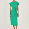 MONSOON Short Sleeve Side Knot Midi Jersey Dress With Sustainable Cotton Green -Amour Fashion 21 54069707 1