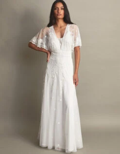 MONSOON Maggie Embroidered Bridal Dress Ivory