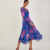 MONSOON Evanah Floral Hanky Hem Dress In Sustainable Viscose Blue -Amour Fashion 21 54078102 1