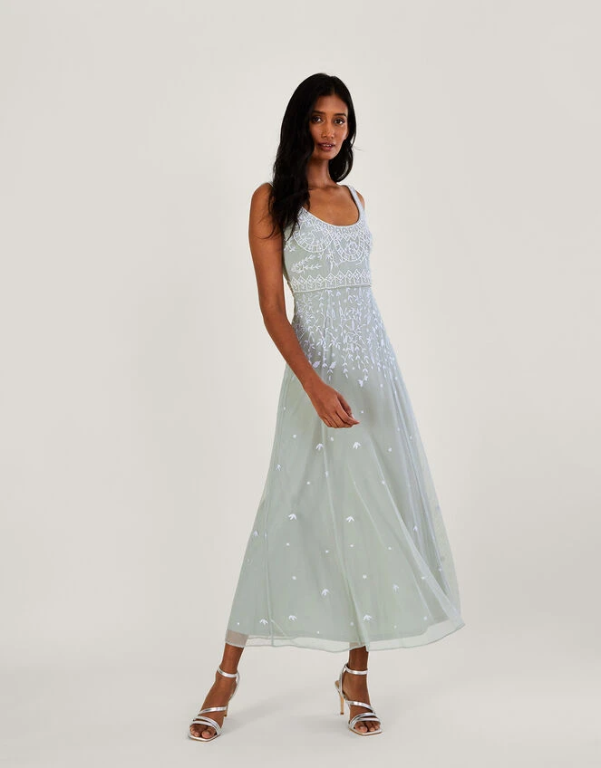 MONSOON Eugiene Embroidered Shorter Length Maxi Dress Green 3 MONSOON Eugiene Embroidered Shorter Length Maxi Dress Green