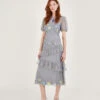 MONSOON Gwendolyn Embroidered Tiered Midi Dress Grey -Amour Fashion 21 54084403 1