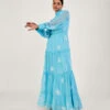 MONSOON Maddie Embroidered Maxi Dress In Recycled Polyester Blue -Amour Fashion 21 54085089 1