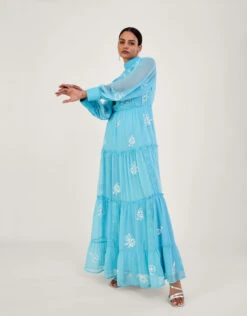 MONSOON Maddie Embroidered Maxi Dress In Recycled Polyester Blue