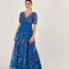 MONSOON Tilly Embellished Maxi Dress In Recycled Polyester Blue -Amour Fashion 21 54085332 1