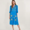 MONSOON Blair Embroidered Shirt Dress In Recycled Polyester Blue -Amour Fashion 21 54085502 1
