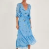 MONSOON Daniella Embellished Wrap Dress In Recycled Polyester Blue -Amour Fashion 21 54088202 1