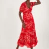 MONSOON Arielle Tiered Print Dress With Sustainable Viscose Red -Amour Fashion 21 54088609 1
