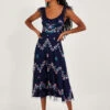 MONSOON Fiorella Frill Strap Embroidered Dress Blue -Amour Fashion 21 54089061 1