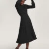 MONSOON Pleat Trim Slash Neck Midi Dress With LENZING™ ECOVERO™ Black -Amour Fashion 21 54174001 1