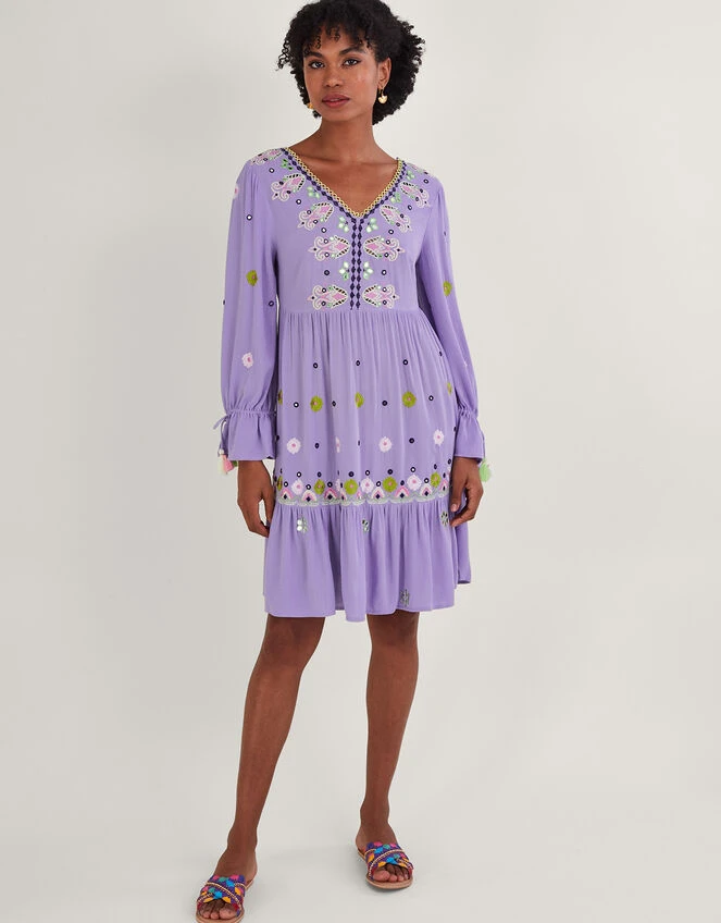 MONSOON Premium Embroidered Kaftan Dress In LENZING™ ECOVERO™ Purple 4 MONSOON Premium Embroidered Kaftan Dress In LENZING™ ECOVERO™ Purple - Image 2