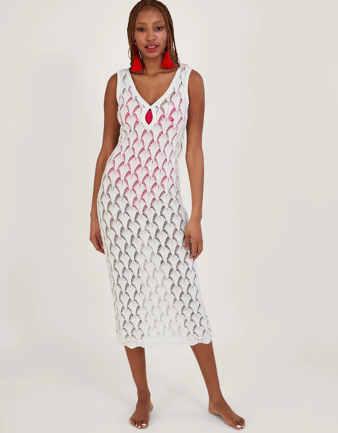 MONSOON Pointelle Stitch Beach Midi Dress Ivory 4 MONSOON Pointelle Stitch Beach Midi Dress Ivory - Image 2