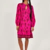 MONSOON Keyhole Neckline Print Short Dress Pink -Amour Fashion 21 54265710 1