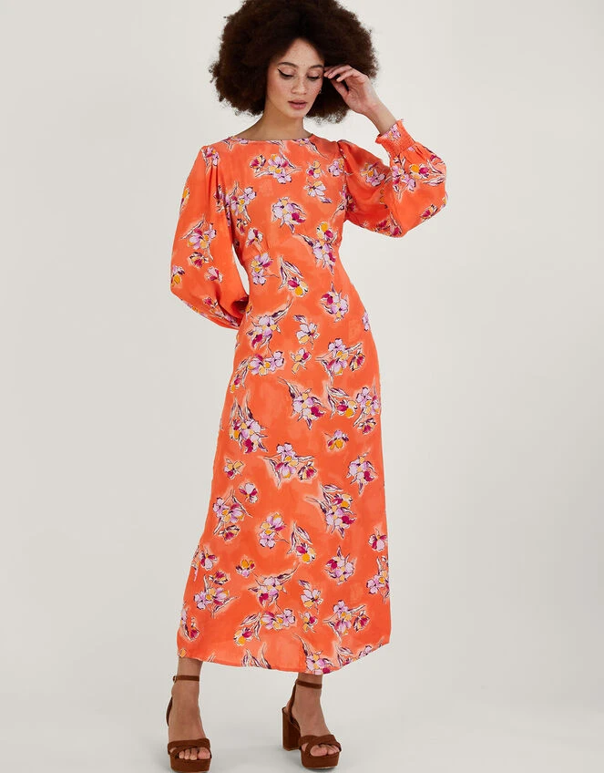 MONSOON Talitha Tea Dress In Sustainable Viscose Orange 3 MONSOON Talitha Tea Dress In Sustainable Viscose Orange