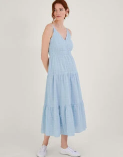 MONSOON Belle Broderie Tiered Dress Blue -Amour Fashion 21 54277002 1