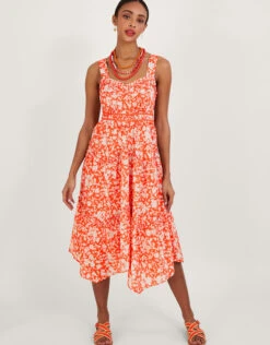 MONSOON Myra Hanky Hem Dress Orange -Amour Fashion 21 54279415 1