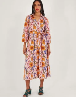 MONSOON Leilah Shirt Dress In Linen Blend Pink -Amour Fashion 21 54280121 1