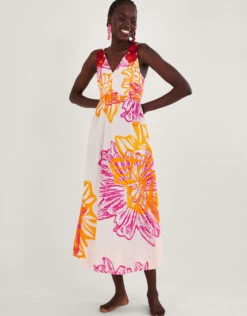 MONSOON Marguerite Floral Poplin Dress In Sustainable Cotton Ivory -Amour Fashion 21 54281846 1