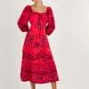 MONSOON Paola Palm Print Dress With LENZING™ ECOVERO™ Red -Amour Fashion 21 54282709 1