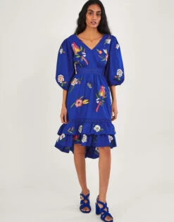 MONSOON Ellie Embroidered Tiered Hem Dress Blue -Amour Fashion 21 54286332 1