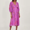MONSOON Lusia Embroidered Wrap Dress In Recycled Polyester Purple -Amour Fashion 21 54286494 1