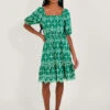 MONSOON Embroidered Puff Sleeve Short Dress In Sustainable Cotton Green -Amour Fashion 21 54287007 1