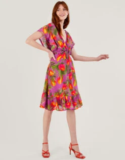 MONSOON Atiena Print Dress In Sustainable Viscose Purple